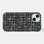Black & White Doodle Pattern Case – Bold Ab iPhone 15ケース (裏面横)