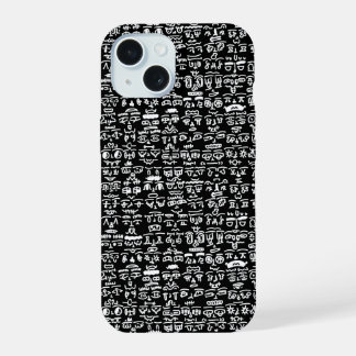 Black & White Doodle Pattern Case – Bold Ab iPhone 15ケース