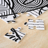Black & White Doodle Pattern Patchwork 01 ジグソーパズル (側面)
