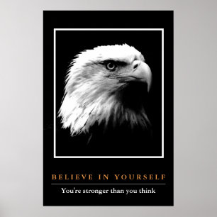 Black White Eagle Motivational Believe in Yourself ポスター