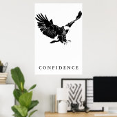 Black White Eagle Motivational Confidence ポスター (ホームオフィス)