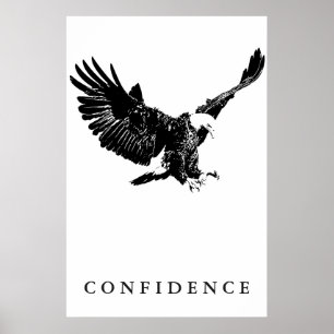 Black White Eagle Motivational Confidence ポスター