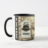 Black White Eat Drink and Be Scary Happy Halloween マグカップ (左)