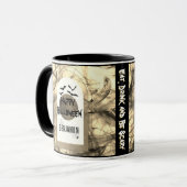Black White Eat Drink and Be Scary Happy Halloween マグカップ (正面左)