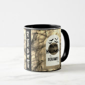 Black White Eat Drink and Be Scary Happy Halloween マグカップ (正面右)