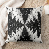 Black & White Echo Music Notes装飾用クッション クッション (ブランケット)