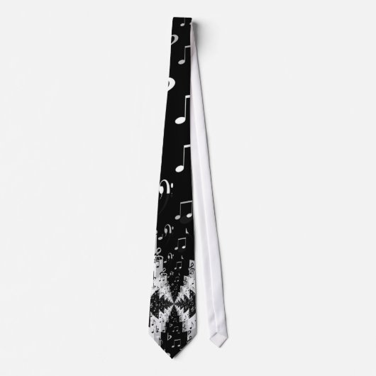 Black & White Echo Music Notes Men's Tie ネクタイ (正面)