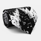 Black & White Echo Music Notes Men's Tie ネクタイ (ロール)