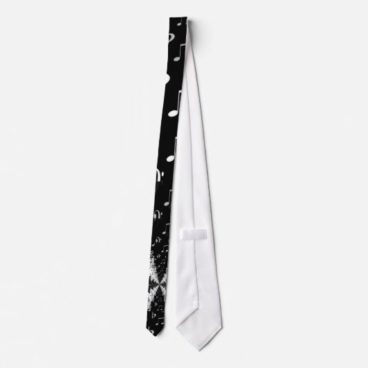 Black & White Echo Music Notes Men's Tie ネクタイ (裏面)