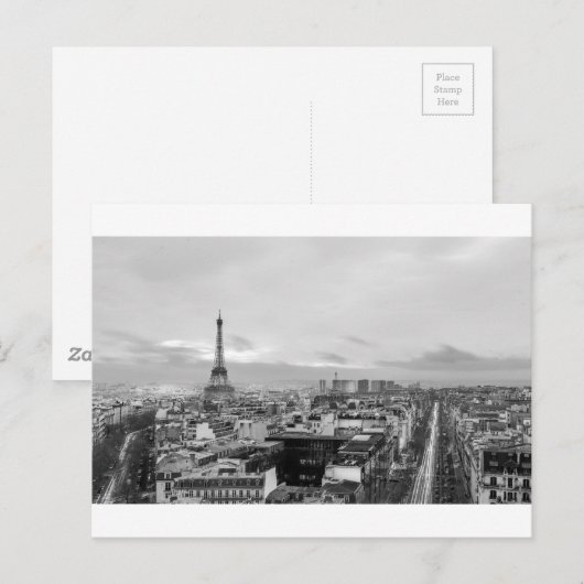 Black&White: Eiffel Tower, Paris, France ポストカード (正面/裏面)