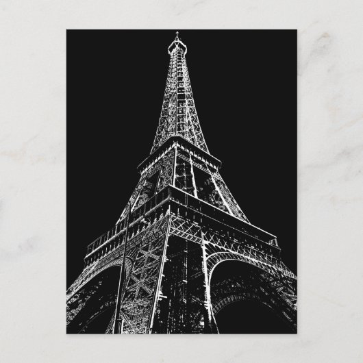 Black White Eiffel Tower Paris Travel Vintage  ポストカード (正面)