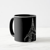 Black White Eiffel Tower Paris Travel Vintage  マグカップ (正面左)