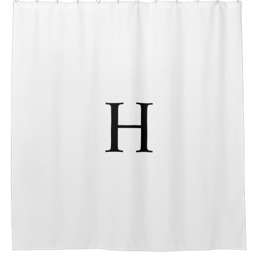 Black White Elegant Classic Monogram シャワーカーテン (正面)