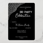  Black & white elegant  Eid Party Invitation  箔シーズンカード (正面)