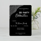  Black & white elegant  Eid Party Invitation  箔シーズンカード (立ち正面)
