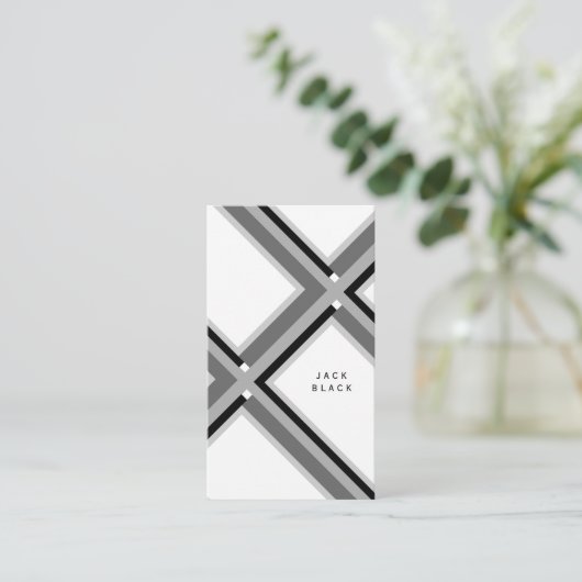 Black white elegant geometric pattern art deco 名刺 (スタンド正面)