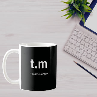 Black & White Elegant Minimal Monogram Coffee コーヒーマグカップ