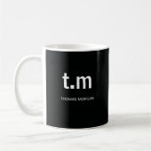 Black & White Elegant Minimal Monogram Coffee コーヒーマグカップ (左)