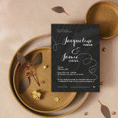 Black & White Elegant Minimalist Wedding  招待状