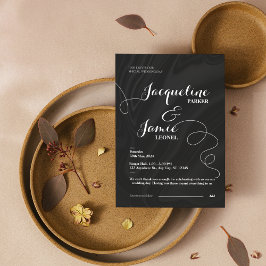 Black & White Elegant Minimalist Wedding  招待状