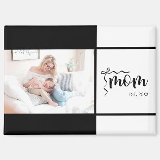 Black White Elegant Mom Established Bow Add Photo マグネット