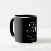 Black & White Elegant Monogram Initial Name  マグカップ (正面左)