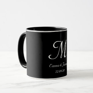 Black & White Elegant Monogram Initial Name  マグカップ