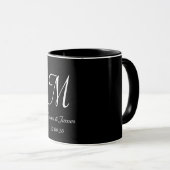 Black & White Elegant Monogram Initial Name  マグカップ (正面右)