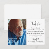 Black & WHITE Elegant Photo Funeral サンキューカード (正面/裏面)