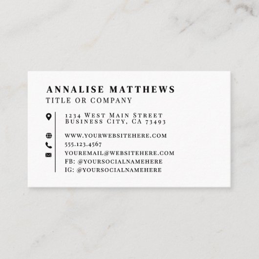 Black White Elegant Professional 名刺 (正面)