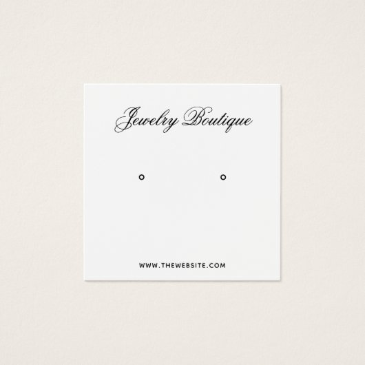  Black & White Elegant Script Earring Display Card (正面)