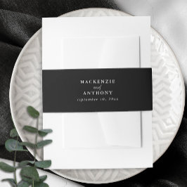 Black & White Elegant Simple Minimalist Wedding 招待状ベリーバンド