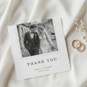 Black & White Elegant Typography Wedding Photo サンキューカード