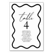 Black White Elegant Wavy Border Wedding テーブルナンバー (正面)