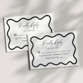 Black White Elegant Wavy Border Wedding RSVP Card