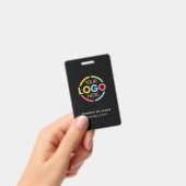 Black White Employee ID with Custom Business Logo バッジ (手持ち)