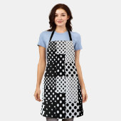 Black White Fashion Polka Dots Style Design  エプロン (着用した状態)