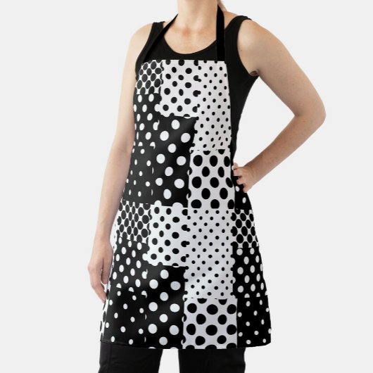 Black White Fashion Polka Dots Style Design  エプロン