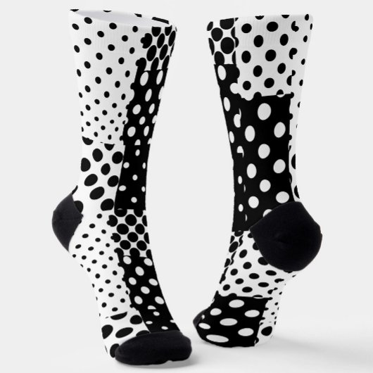 Black White Fashion Polka Dots Style Design ソックス