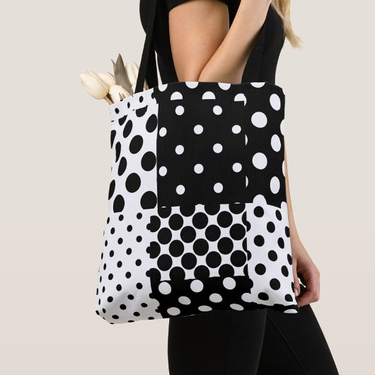 Black White Fashion Polka Dots Style Design  トートバッグ