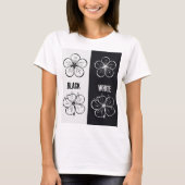 Black  White Floral Contrast Art | Minimalist Tシャツ (正面)