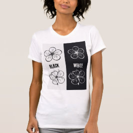 Black & White Floral Contrast Art | Minimalist Tシャツ