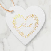 Black & White Floral Heart Wedding Favor Box フェイバータグ (正面)