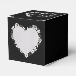 Black & White Floral Heart Wedding Favor Box フェイバーボックス
