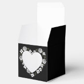 Black & White Floral Heart Wedding Favor Box フェイバーボックス (オープン)