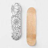 Black & White Floral Paint Your Own Deck スケートボード (正面)