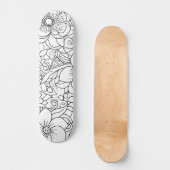 Black & White Floral Paint Your Own Deck スケートボード (正面)