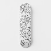 Black & White Floral Paint Your Own Deck スケートボード (正面)