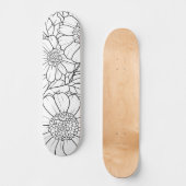 Black & White Floral Paint Your Own Deck スケートボード (正面)