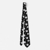 Black & White Floral Pattern ネクタイ (裏面)